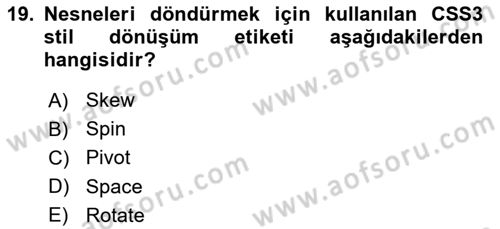 İnternet Ve Web Programlama Dersi 2023 - 2024 Yılı (Vize) Ara Sınav Soruları 19. Soru