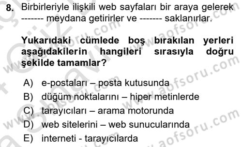 İnternet Ve Web Programlama Dersi 2023 - 2024 Yılı (Vize) Ara Sınav Soruları 8. Soru