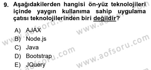 İnternet Ve Web Programlama Dersi 2023 - 2024 Yılı (Vize) Ara Sınav Soruları 9. Soru