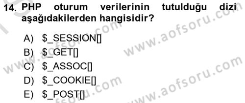İnternet Ve Web Programlama Dersi 2023 - 2024 Yılı (Final) Dönem Sonu Sınav Soruları 14. Soru