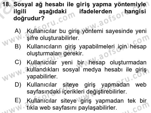 İnternet Ve Web Programlama Dersi 2023 - 2024 Yılı (Final) Dönem Sonu Sınav Soruları 18. Soru