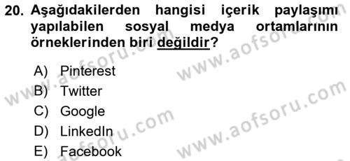 İnternet Ve Web Programlama Dersi 2023 - 2024 Yılı (Final) Dönem Sonu Sınav Soruları 20. Soru