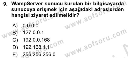 İnternet Ve Web Programlama Dersi 2023 - 2024 Yılı (Final) Dönem Sonu Sınav Soruları 9. Soru
