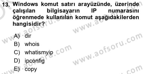 İnternet Ve Web Programlama Dersi 2023 - 2024 Yılı Yaz Okulu Sınav Soruları 13. Soru