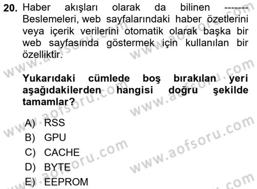 İnternet Ve Web Programlama Dersi 2023 - 2024 Yılı Yaz Okulu Sınav Soruları 20. Soru