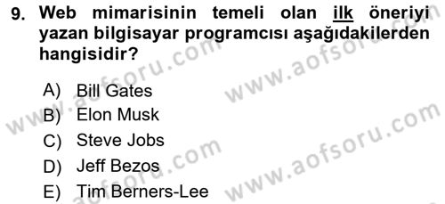 İnternet Ve Web Programlama Dersi 2024 - 2025 Yılı (Vize) Ara Sınavı 9. Soru