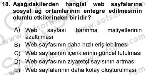 İnternet Ve Web Programlama Dersi 2024 - 2025 Yılı (Final) Dönem Sonu Sınav Soruları 18. Soru
