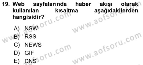 İnternet Ve Web Programlama Dersi 2024 - 2025 Yılı (Final) Dönem Sonu Sınav Soruları 19. Soru