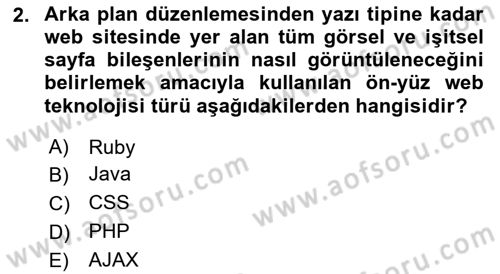 İnternet Ve Web Programlama Dersi 2024 - 2025 Yılı (Final) Dönem Sonu Sınav Soruları 2. Soru