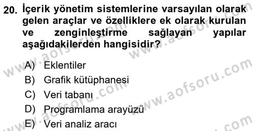 İnternet Ve Web Programlama Dersi 2024 - 2025 Yılı (Final) Dönem Sonu Sınav Soruları 20. Soru