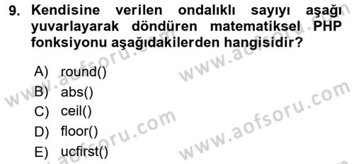 İnternet Ve Web Programlama Dersi 2024 - 2025 Yılı (Final) Dönem Sonu Sınav Soruları 9. Soru