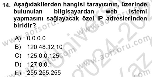 İnternet Ve Web Programlama Dersi 2024 - 2025 Yılı Yaz Okulu Sınav Soruları 14. Soru