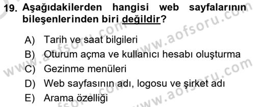 İnternet Ve Web Programlama Dersi 2024 - 2025 Yılı Yaz Okulu Sınav Soruları 19. Soru