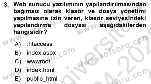 İnternet Ve Web Programlama Dersi 2024 - 2025 Yılı Yaz Okulu Sınav Soruları 3. Soru