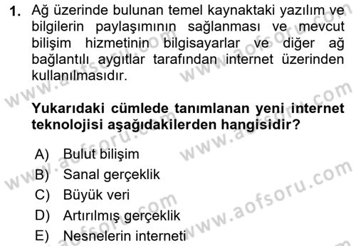 İnternet Ve Web Programlama Dersi 2025 - 2026 Yılı (Vize) Ara Sınav Soruları 1. Soru