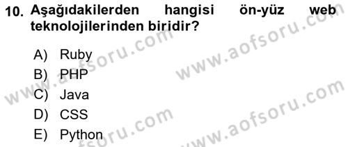İnternet Ve Web Programlama Dersi 2025 - 2026 Yılı (Vize) Ara Sınav Soruları 10. Soru
