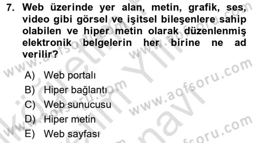 İnternet Ve Web Programlama Dersi 2025 - 2026 Yılı (Vize) Ara Sınav Soruları 7. Soru