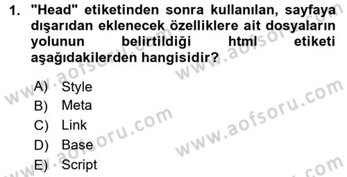 İnternet Ve Web Programlama Dersi 2025 - 2026 Yılı (Final) Dönem Sonu Sınav Soruları 1. Soru