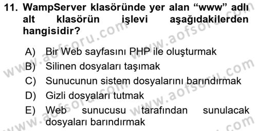 İnternet Ve Web Programlama Dersi 2025 - 2026 Yılı (Final) Dönem Sonu Sınav Soruları 11. Soru