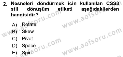 İnternet Ve Web Programlama Dersi 2025 - 2026 Yılı (Final) Dönem Sonu Sınav Soruları 2. Soru