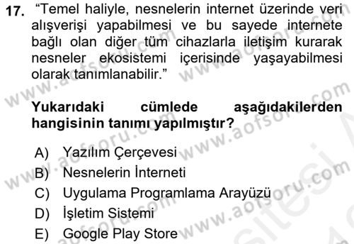 Programlamada Yeni Eğilimler Dersi 2018 - 2019 Yılı (Vize) Ara Sınav Soruları 17. Soru