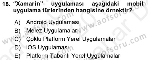 Programlamada Yeni Eğilimler Dersi 2018 - 2019 Yılı (Vize) Ara Sınav Soruları 18. Soru