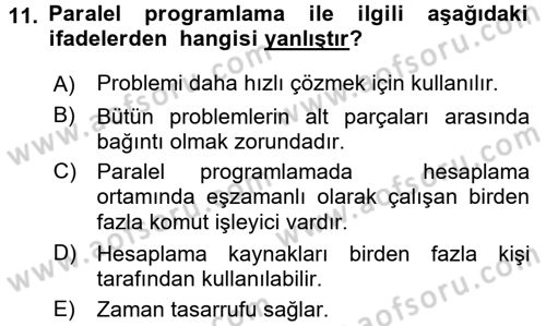 Programlamada Yeni Eğilimler Dersi 2018 - 2019 Yılı (Final) Dönem Sonu Sınav Soruları 11. Soru