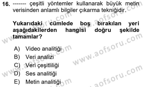 Programlamada Yeni Eğilimler Dersi 2018 - 2019 Yılı Yaz Okulu Sınav Soruları 16. Soru