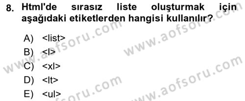 Programlamada Yeni Eğilimler Dersi 2024 - 2025 Yılı Yaz Okulu Sınav Soruları 8. Soru