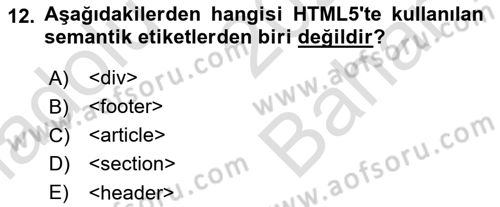 Programlamada Yeni Eğilimler Dersi 2025 - 2026 Yılı (Vize) Ara Sınav Soruları 12. Soru