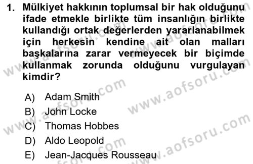 Çevre Bilimleri Dersi 2021 - 2022 Yılı (Vize) Ara Sınav Soruları 1. Soru