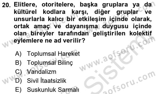 Çevre Bilimleri Dersi 2021 - 2022 Yılı (Vize) Ara Sınav Soruları 20. Soru