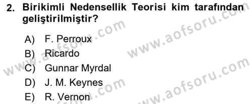 Yerel Ekonomik Kalkınma Dersi 2021 - 2022 Yılı (Vize) Ara Sınav Soruları 2. Soru