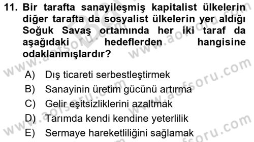 Yerel Ekonomik Kalkınma Dersi 2021 - 2022 Yılı (Final) Dönem Sonu Sınav Soruları 11. Soru