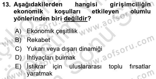 Yerel Ekonomik Kalkınma Dersi 2021 - 2022 Yılı (Final) Dönem Sonu Sınav Soruları 13. Soru