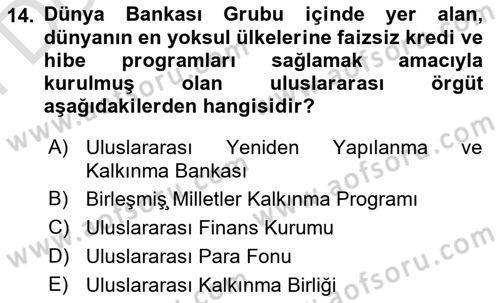 Yerel Ekonomik Kalkınma Dersi 2021 - 2022 Yılı (Final) Dönem Sonu Sınav Soruları 14. Soru