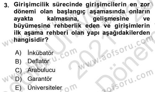 Yerel Ekonomik Kalkınma Dersi 2021 - 2022 Yılı (Final) Dönem Sonu Sınav Soruları 3. Soru