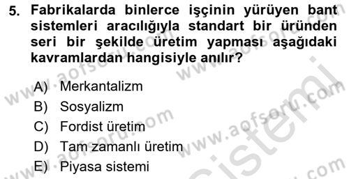 Yerel Ekonomik Kalkınma Dersi 2021 - 2022 Yılı (Final) Dönem Sonu Sınav Soruları 5. Soru