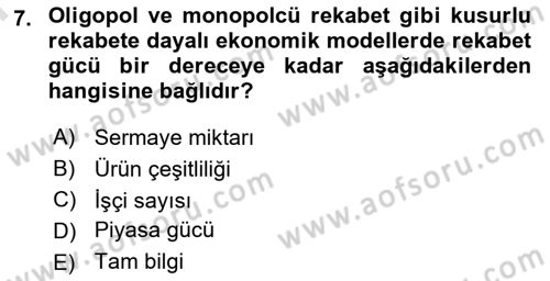 Yerel Ekonomik Kalkınma Dersi 2021 - 2022 Yılı (Final) Dönem Sonu Sınav Soruları 7. Soru