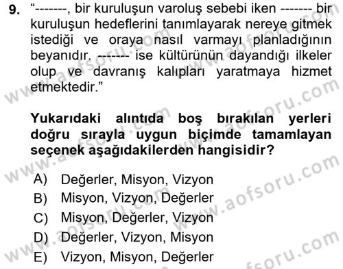Yerel Ekonomik Kalkınma Dersi 2021 - 2022 Yılı (Final) Dönem Sonu Sınav Soruları 9. Soru