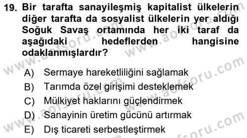 Yerel Ekonomik Kalkınma Dersi 2021 - 2022 Yılı Yaz Okulu Sınav Soruları 19. Soru