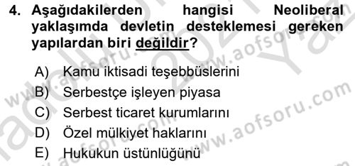 Yerel Ekonomik Kalkınma Dersi 2021 - 2022 Yılı Yaz Okulu Sınav Soruları 4. Soru