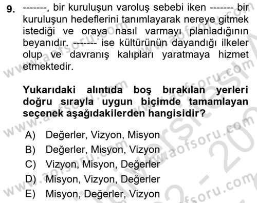 Yerel Ekonomik Kalkınma Dersi 2022 - 2023 Yılı Yaz Okulu Sınav Soruları 9. Soru