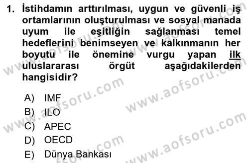 Yerel Ekonomik Kalkınma Dersi 2023 - 2024 Yılı (Vize) Ara Sınav Soruları 1. Soru