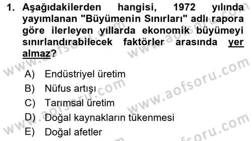 Yerel Ekonomik Kalkınma Dersi 2023 - 2024 Yılı (Final) Dönem Sonu Sınav Soruları 1. Soru