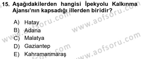 Yerel Ekonomik Kalkınma Dersi 2023 - 2024 Yılı (Final) Dönem Sonu Sınav Soruları 15. Soru