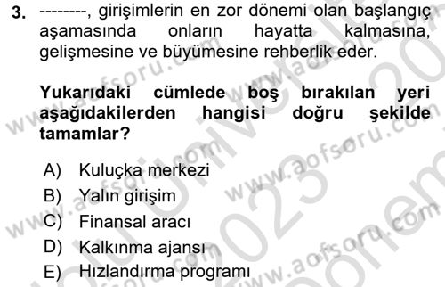 Yerel Ekonomik Kalkınma Dersi 2023 - 2024 Yılı (Final) Dönem Sonu Sınav Soruları 3. Soru