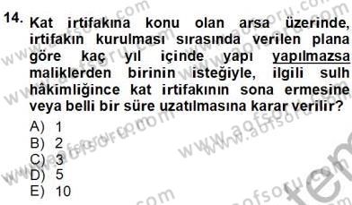Belediye, İmar ve Gayrimenkul Mevzuatı Dersi Ara Sınavı Deneme Sınav Soruları 14. Soru