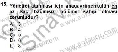 Belediye, İmar ve Gayrimenkul Mevzuatı Dersi Ara Sınavı Deneme Sınav Soruları 15. Soru