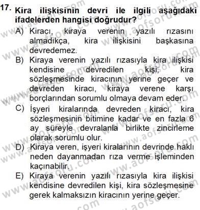 Belediye, İmar ve Gayrimenkul Mevzuatı Dersi Ara Sınavı Deneme Sınav Soruları 17. Soru